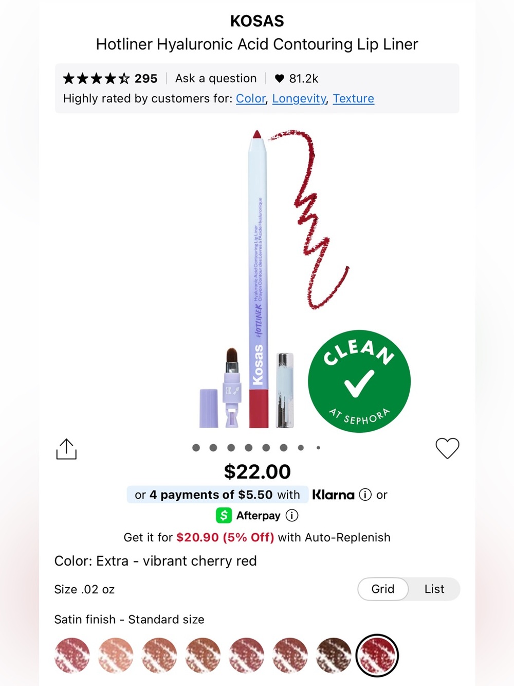 Kosas hotliner hyaluronic acid contouring lip liner! New!